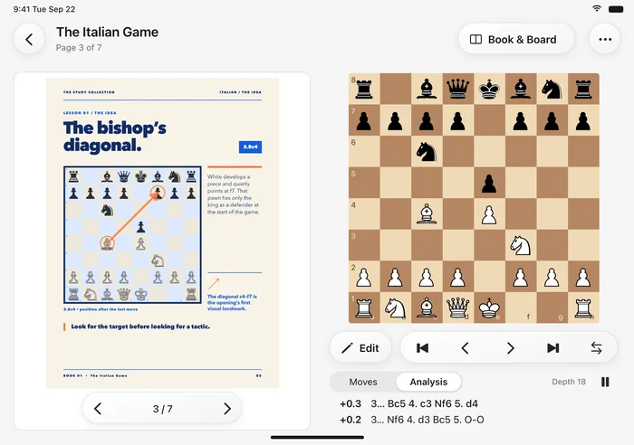 The wider iPhone Duo layout with the PDF reader beside the board.
